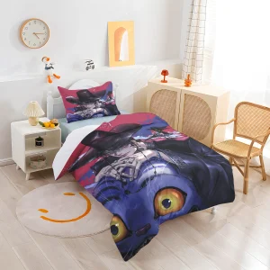 Ensemble literie bébé design cartoon chasseurs démons housse couette 2 pièces polyester confortable moderne sécurité enfants chambre thème