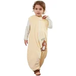 Gigoteuse ours en peluche pour bébé sac de couchage doux pyjama avec pieds 14 ans jaune crème sécurité et confort