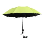 Parasol plage poussette avec pince réglable Protection solaire polyvalente imperméable portable pour bébé siège piscine vert fluo