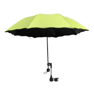 Parasol plage poussette avec pince réglable Protection solaire polyvalente imperméable portable pour bébé siège piscine vert fluo