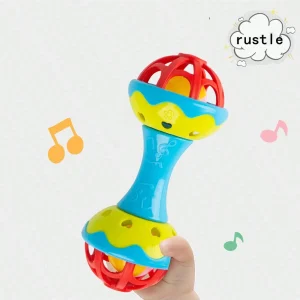 Hochet musical bébé coloré en plastique durable avec double tête et son apaisant Hochet musical bébé coloré en plastique durable avec double tête et son apaisant