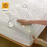 Draphousse imperméable protègematelas bébé Class A élastique en polyester/nylon blanc texture fleurs 30 tissus lavable