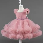 Robe princesse fille tissu tulle style européen occasions spéciales baptême mariage anniversaire noël nouveauné fille 13 ans rose pâle qualité premium