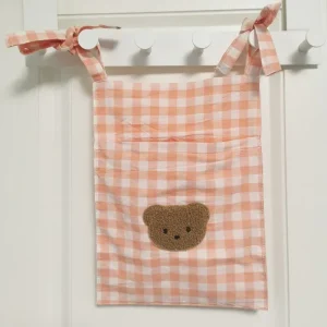 Tablier enfants coton peluche ourson brodé poches bretelles ajustables activités cuisine artisanat cadeau enfant filles garçons style vintage ludique doux