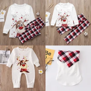 Ensemble pyjama bébé Noël renne imprimé coton doux style festif confort nuit hiver fêtes saisonnières