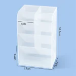 Organisateur de bureau transparent en plastique compartiments inclinés rangement compact usage multifonctionnel design minimaliste qualité premium idéal pour bureau ou maquillage