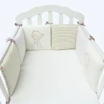 Tour de lit bébé 6 pièces en mélange coton  Coussinets de protection anticollision pour lit de bébé  Accessoires sécurité enfant  Light Bear