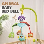Cloche de berceau rotative en forme d&rsquo;animal mobile musical pour bébé accessoire de lit doux jouet sensoriel cadeau de naissance