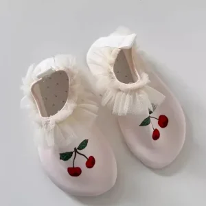 Chaussures bébé intérieur pantoufles douces tissu et tulle design fleuri 01 ans