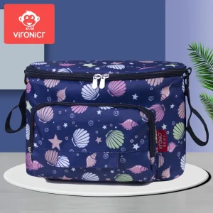 Sac de rangement de poussette VIRONICR glacières sacs à langer sacs suspendus de voyage grande capacité maternité design coquillages bleu foncé