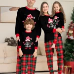 Ensemble pyjama assorti famille Noel colonne vertébrale chien mignon manches longues doux bébé fille fils papa maman cadeau Noel