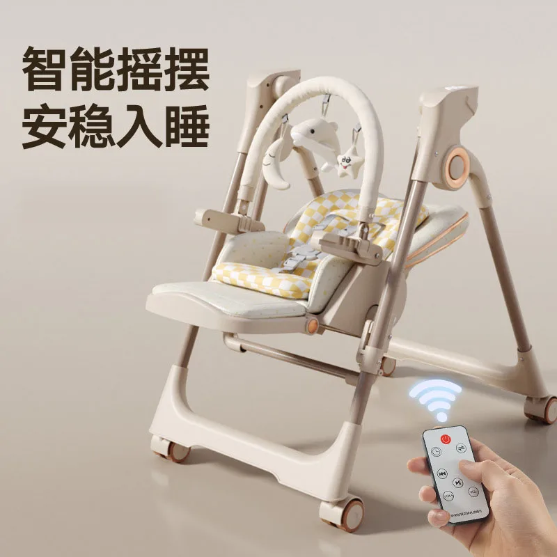 Chaise haute bébé 2 en 1 à bascule électrique multifonctionnelle chaise haute bébé usage domestique chaise d’alimentation infantile chaise à bascule bébé