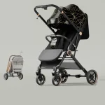 Poussette bidirectionnelle ultralégère design moderne roues amorties pliable siège adjustable style épuré poussette compacte bébé enfant