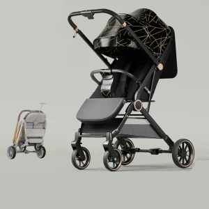 Poussette bidirectionnelle ultralégère design moderne roues amorties pliable siège adjustable style épuré poussette compacte bébé enfant