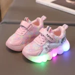 Chaussures bébé fille lumineuses LED design Hello Kitty semelle antidérapante respirante ajustable 13 ans