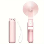 Mini ventilateur portable pliable 3 vitesses rose pour bébé voyage extérieur portatif électronique sans fil recharge USB confort design moderne