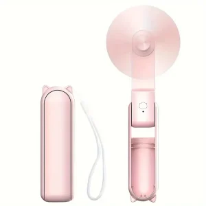 Mini ventilateur portable pliable 3 vitesses rose pour bébé voyage extérieur portatif électronique sans fil recharge USB confort design moderne