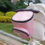 Sac suspendu poussette bébé accessoires universels sac étanche rangement voiture cuir imitation style intemporel rose pâle