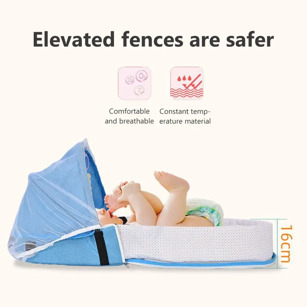 Berceau portable pliable pour bébé avec moustiquaire sac à dos de voyage parc de jeu jouets inclus 2 à 12 mois
