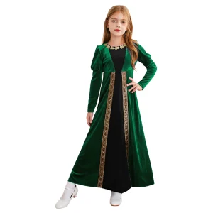 Costume de princesse Renaissance médiévale pour filles robe longue en velours doux Halloween Cosplay manches cloche robe victorienne Vintage Green A Costume de princesse Renaissance médiévale pour filles robe longue en velours doux Halloween Cosplay manches cloche robe victorienne Vintage Green A