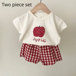 Ensemble pyjama bébé coton manches courtes fruits légumes vêtements nuit maison été