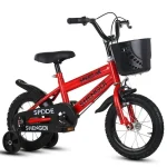 Vélo d&rsquo;apprentissage pour enfants SHENGDI 12/14/16 pouces rouge stabilisateurs arrière panier freins à disque acier design moderne sécuritaire pour enfants de 3 ans et plus