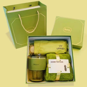 Ensemble 3 pièces UV mini parapluie tasse serviette cadeau maman occasion fête noël anniversaire maman