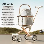 Poussette 3 en 1 animaux de compagnie chiens chats 20 lb aluminium blanc support détachable pliable sortie sécurisée confort et sécurité