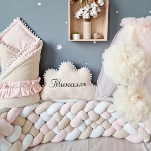 Parechocs pour lit bébé tresse décorative protecteur matelas hypoallergénique polyestercoton 300cm/400cm facile d&rsquo;entretien 安全 confortable maternité 036 mois