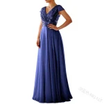 Robe de soirée formelle pour femmes sexy paillettes col en V longueur au sol pour fêtes réunions banquets bals de mariage événements formels  Dark Blue