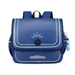 Sac à dos d&rsquo;école pour garçon et fille style japonais grande capacité collection 2024 matériau PU dimensions 34x30x15cm couleur bleue