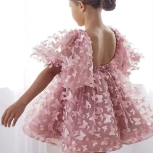 Robe Tutu princesse papillon pour bébé fille manches bouffantes vêtements de fête anniversaire tulle 112 ans rose pâle Robe Tutu princesse papillon pour bébé fille manches bouffantes vêtements de fête anniversaire tulle 112 ans rose pâle