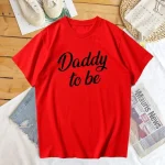 Tshirt &lsquo;Daddy to be&rsquo; rouge 未来爸爸 coton doux manches courtes Tshirt pour future père élastique confortable style décontracté