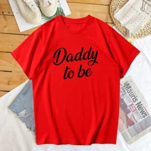 Tshirt ‘Daddy to be’ rouge 未来爸爸 coton doux manches courtes Tshirt pour future père élastique confortable style décontracté Tshirt ‘Daddy to be’ rouge 未来爸爸 coton doux manches courtes Tshirt pour future père élastique confortable style décontracté