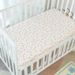 Matelas bébé cradle coton motif pêches rose vert doux confort nouveauné 13 ans lit à barreaux design moderne écoresponsable