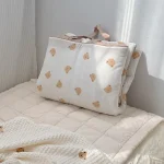 Matelas pliable en coton pour bébé lit d&rsquo;appoint avec motifs ours 120x70cm facile à transporter doux et confortable