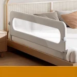 Barrière de lit bébé portable protection antichute hauteur réglable sans perçage design moderne facile à installer sans logo plastique blanc visible translucide