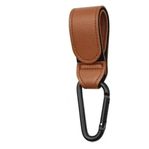 Crochet cuir synthétique poussette bébé accessoire voyage réglable cintre sac à couches sécurité style minimaliste 2 pièces