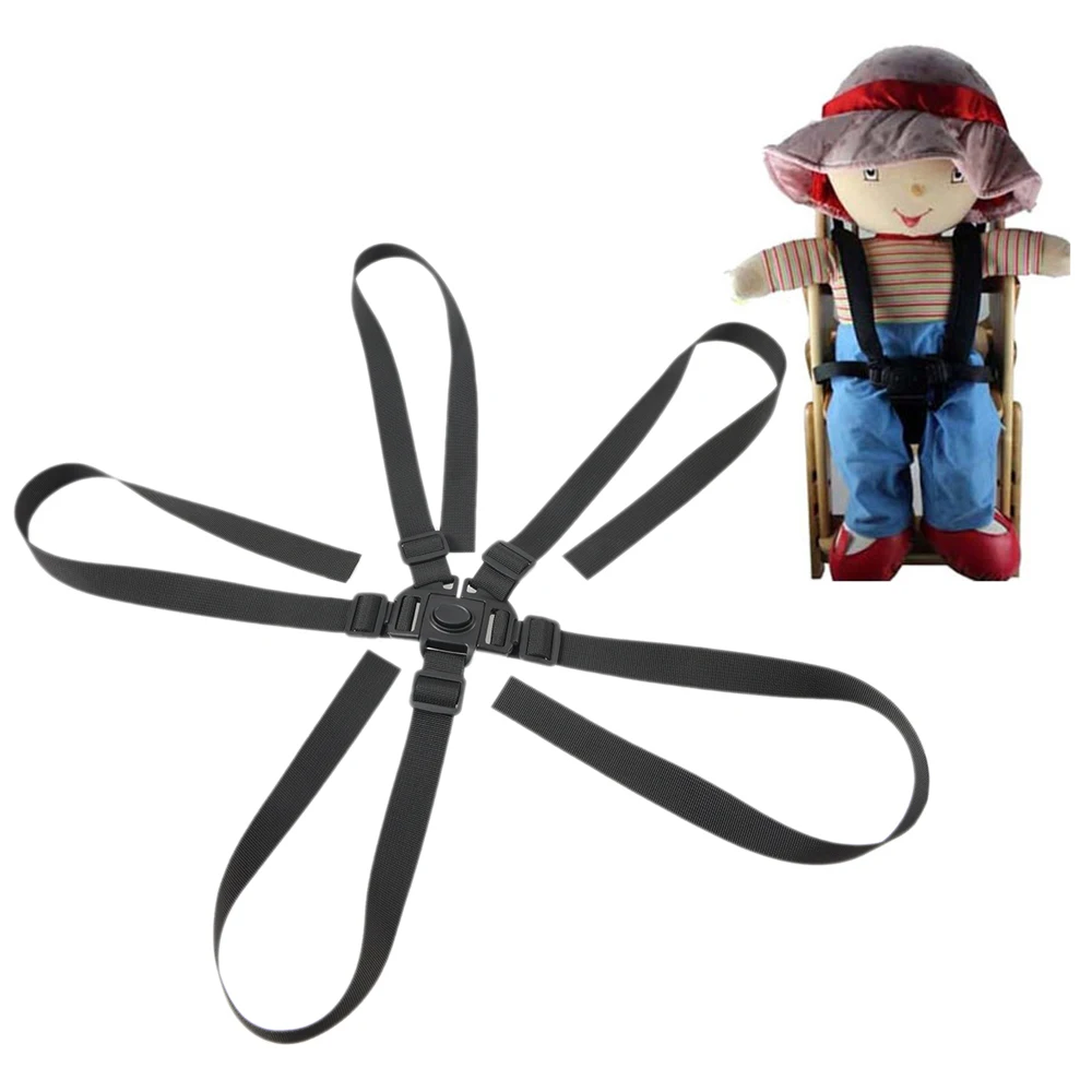 Harnais universel bébé 5 points sécurité poussette chaise haute ceinture adjustable durabilité nylon clips plastique noir