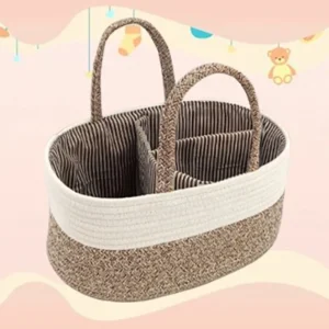 Panier de rangement de couches portable en fil de coton sac fourretout bébé organisation pratique style moderne durable voyage Panier de rangement de couches portable en fil de coton sac fourretout bébé organisation pratique style moderne durable voyage