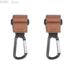 Organisateur de poussette à crochet en cuir et métal 2 pièces marron durable et pratique