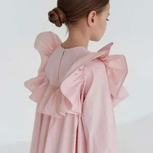 Robe princesse en coton à volants pour bébé fille manches longues printempsété vêtement de qualité supérieure pour 210 ans rose