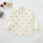 Bavoir bébé Erduo manches longues imperméable à l&rsquo;eau tissu doux bébé 13 ans tablier nourriture bavoir école accessoires bébé style polka dot