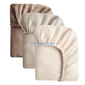 Ensemble drapshousses coton pour lit bébé 3 pièces en tissu doux uni style moderne facile à entretenir