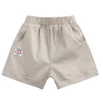 Shorts enfants été 2025 khaki tshirt assorti vêtements d&rsquo;été parentenfant style sporty 713 ans matière synthétique poches latérales taille élastique facile à enfiler