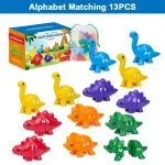 Jeu de correspondance dinosaures alphabet nombres Montessori jouet éducatif enfants apprentissage couleurs lettres chiffres 13PCS