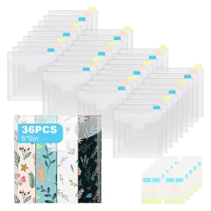 Organisateur de papier transparent pour scrapbooking 36 feuilles 6×6 pouces 60 étiquettes adhésives rangement documentaire créatif et pratique