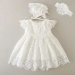 Robe de baptême dentelle princesse fille floral blanc 324 mois accessoires assortis événements spéciaux
