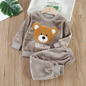 Pyjama hiver bébé filles garçons ensemble enflanelle polaire doux motif ours peluche soft cozy