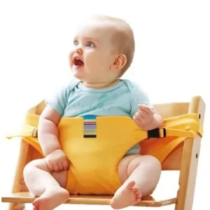 Chaise haute portable pour bébé ceinture fixe housse lavable extérieur alimentation bébé jaune
